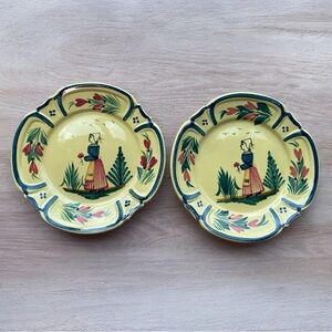 Henriot Quimper HB Soleil Yellow Plates – 7.5" – Handpainted France 222